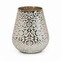Luxury Hammered Mercury Glass Vase | White & Gold Decorative Vase | Modern Glam Home Décor Centerpiece - AllureAbode Décor 