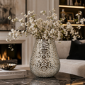 Luxury Hammered Mercury Glass Vase | White & Gold Decorative Vase | Modern Glam Home Décor Centerpiece - AllureAbode Décor 