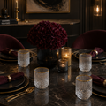 Premium Glass Ribbed Tumblers | 13oz Cocktail Glassware with Gold Accents Premium Set of 4 - AllureAbode Décor 