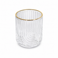 Premium Glass Ribbed Tumblers | 13oz Cocktail Glassware with Gold Accents Premium Set of 4 - AllureAbode Décor 