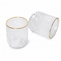 Premium Glass Ribbed Tumblers | 13oz Cocktail Glassware with Gold Accents Premium Set of 4 - AllureAbode Décor 