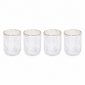 Premium Glass Ribbed Tumblers | 13oz Cocktail Glassware with Gold Accents Premium Set of 4 - AllureAbode Décor 