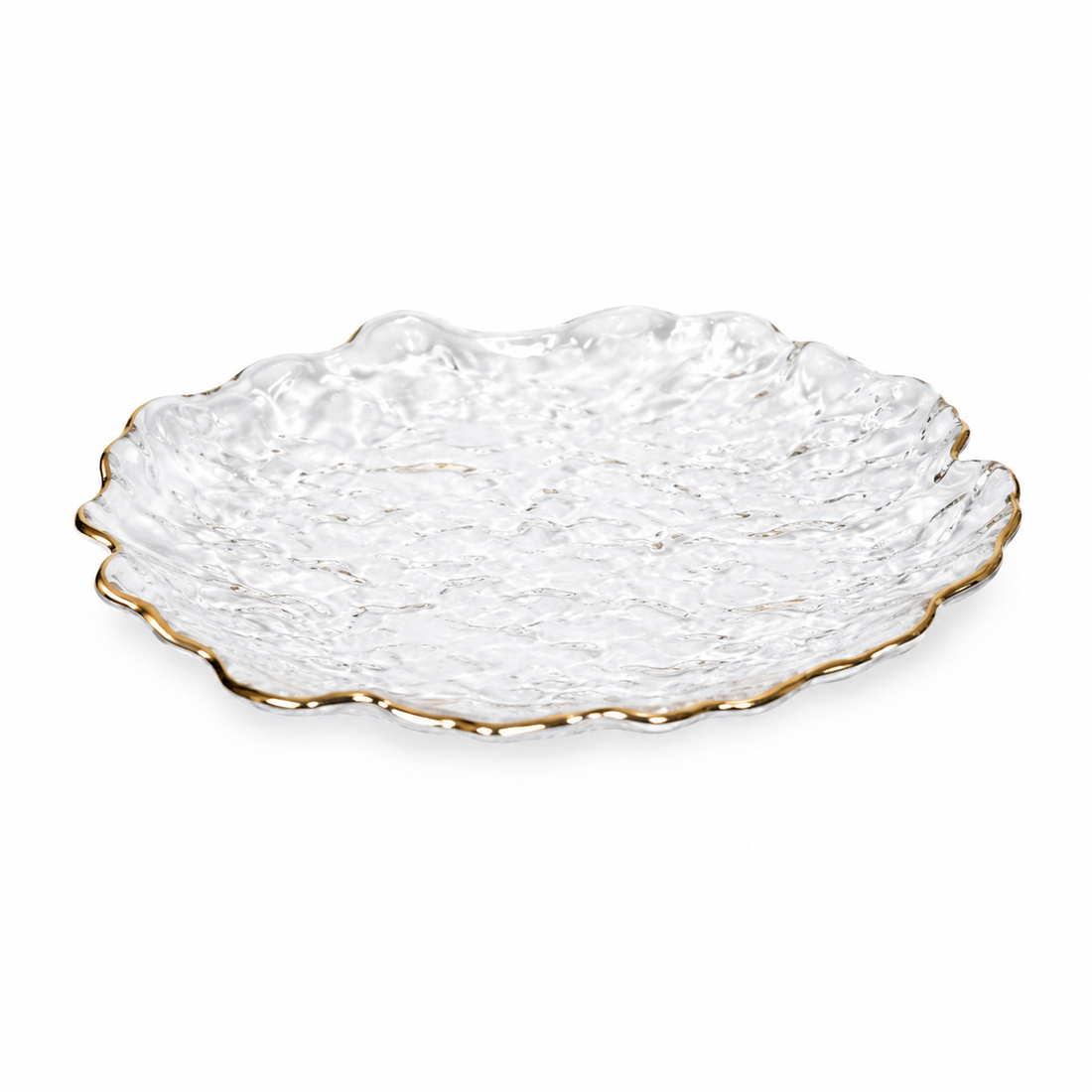 Clear Textured Flower Dessert Plates Set of 4 | Elegant Floral Tableware | Stylish and Versatile Serving Dishes - AllureAbode Décor 