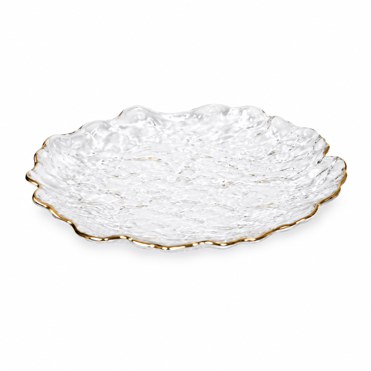 Clear Textured Flower Dessert Plates Set of 4 | Elegant Floral Tableware | Stylish and Versatile Serving Dishes - AllureAbode Décor 