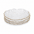 Clear Textured Flower Dessert Plates Set of 4 | Elegant Floral Tableware | Stylish and Versatile Serving Dishes - AllureAbode Décor 