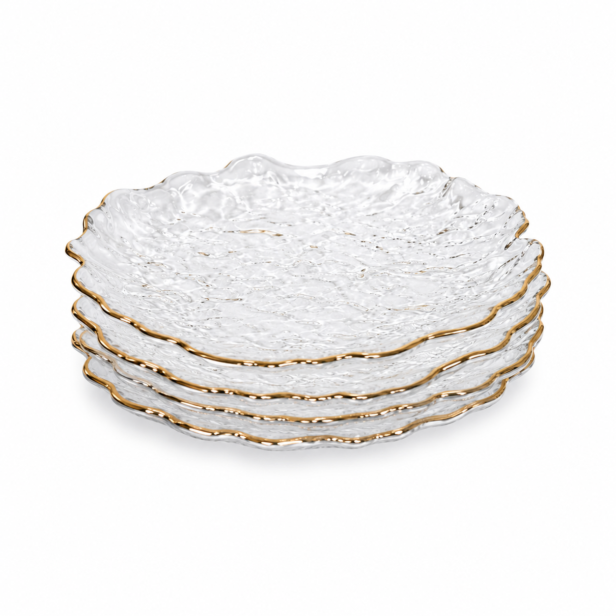 Clear Textured Flower Dessert Plates Set of 4 | Elegant Floral Tableware | Stylish and Versatile Serving Dishes - AllureAbode Décor 