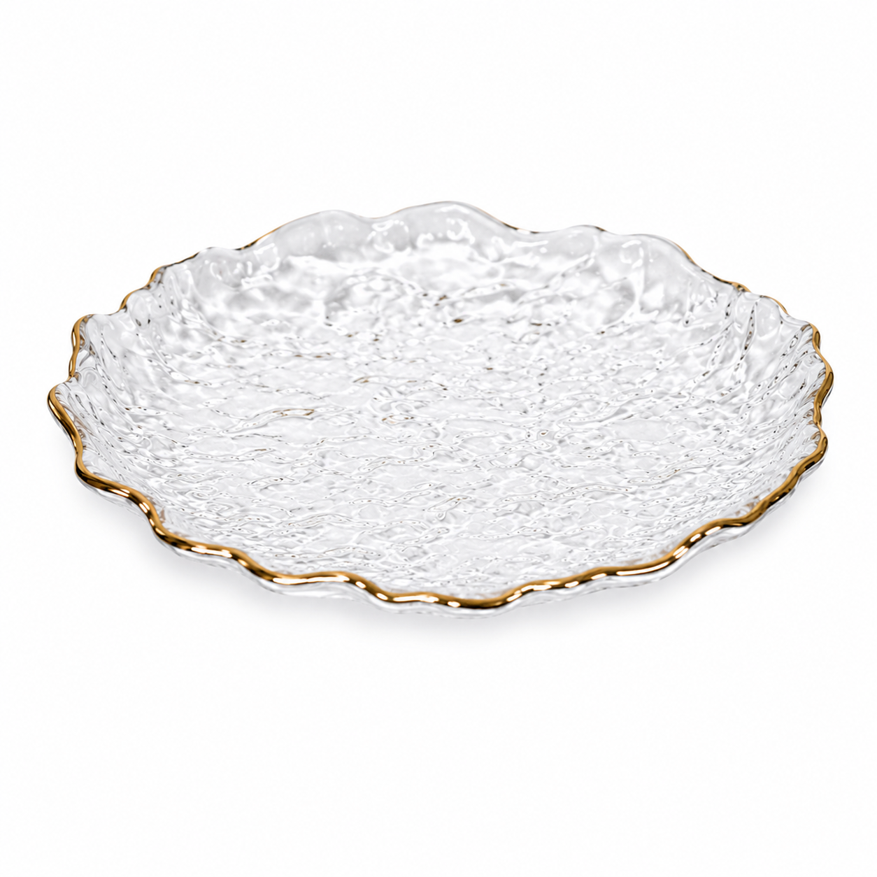 Clear Textured Flower Dessert Plates Set of 4 | Elegant Floral Tableware | Stylish and Versatile Serving Dishes - AllureAbode Décor 