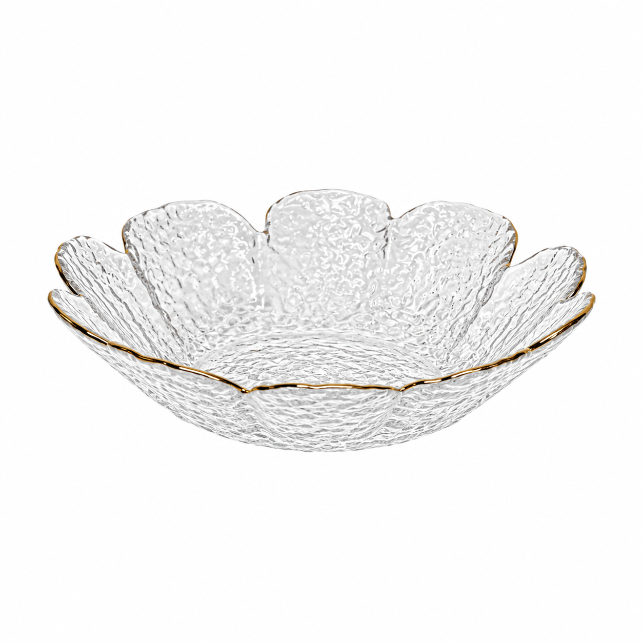 Clear Textured Flower Petal Dessert Bowl Set of 4 | Elegant Serving Bowls | Luxury Dessert Bowls - AllureAbode Décor 