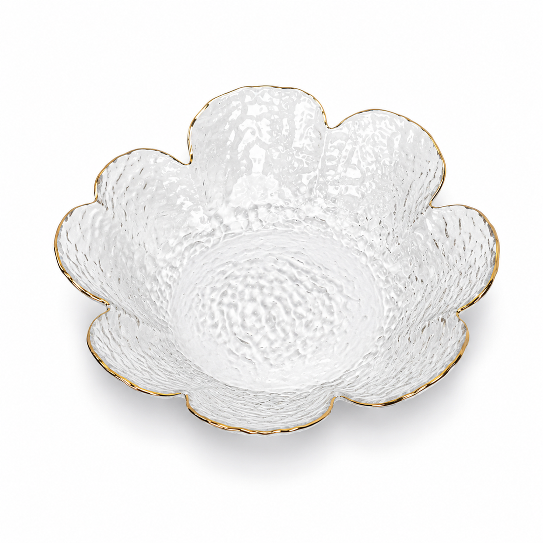 Clear Textured Flower Petal Dessert Bowl Set of 4 | Elegant Serving Bowls | Luxury Dessert Bowls - AllureAbode Décor 