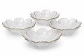 Clear Textured Flower Petal Dessert Bowl Set of 4 | Elegant Serving Bowls | Luxury Dessert Bowls - AllureAbode Décor 