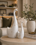 Medium White Wooden Swan – Country Chic Home Accent Figurine - AllureAbode Décor 
