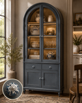 Boho Ceramic Cabinet Knobs – Blue Base with Pearl White Leaves, Set of 4 - AllureAbode Décor 