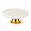 Petite Marble Cloche Cake Stand with Glass Dome & Gold Pedestal - AllureAbode Décor 
