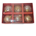Martha Stewart Christmas Ornaments – Chrome Pink, Peach, and Silver Tone Heavy Crinkle Glass Bulbs with Antique Gold Holders (Set of 6) - AllureAbode Décor 