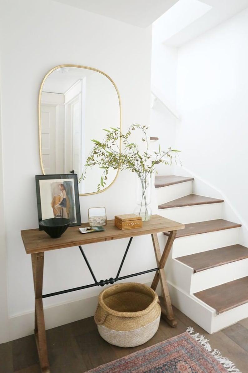 Modern Rectangular LED Mirror – Handmade Asymmetrical Wall Decor - AllureAbode Décor 