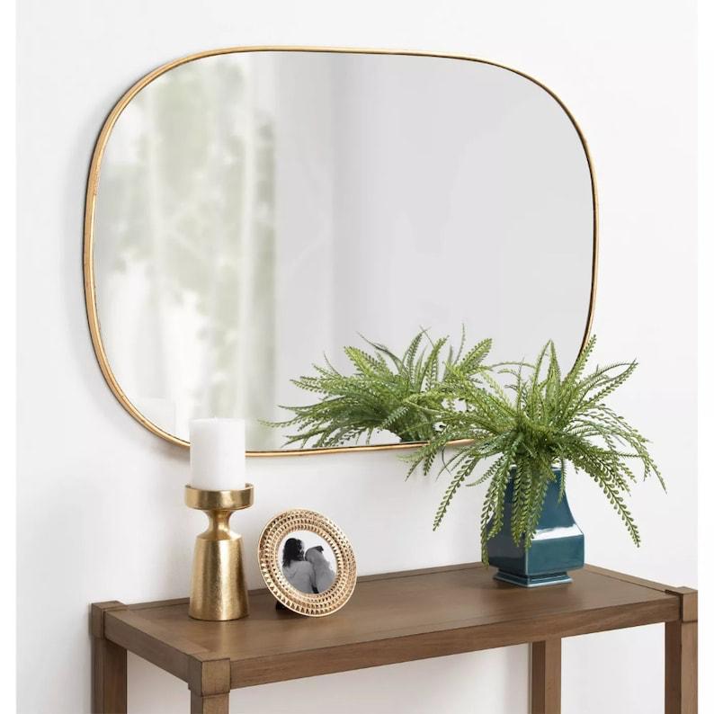 Modern Rectangular LED Mirror – Handmade Asymmetrical Wall Decor - AllureAbode Décor 