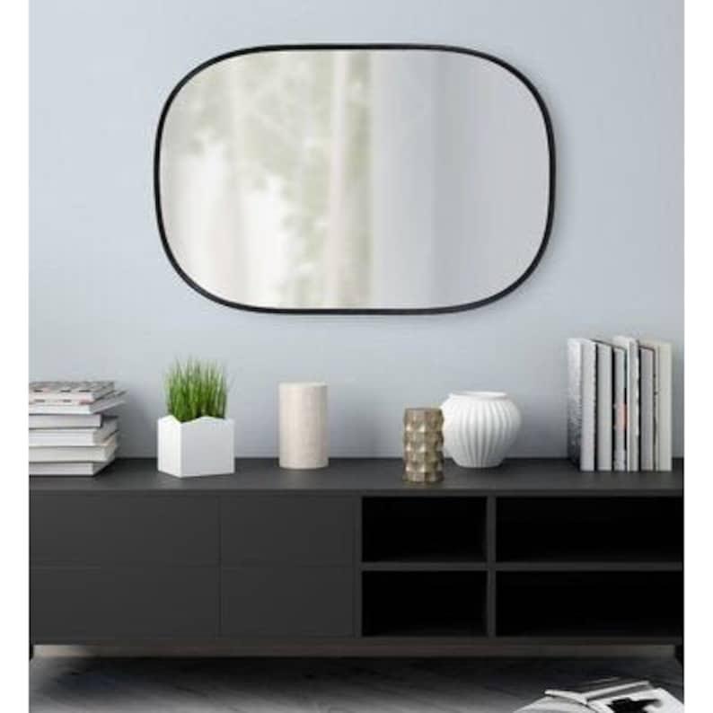 Modern Rectangular LED Mirror – Handmade Asymmetrical Wall Decor - AllureAbode Décor 