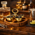 Luxury Hammered Gold Shot & Condiment Caddy Set – Elegant Wooden Serving Tray for Drinks & Appetizers - AllureAbode Décor 