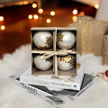 Elegant Christmas Ornaments Set of 4 – Ivory Pearl with Bronze Daisy Design Festive Holiday Decorations - AllureAbode Décor 
